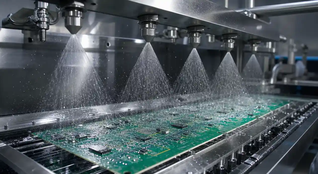 Cleanroom spray nozzle system